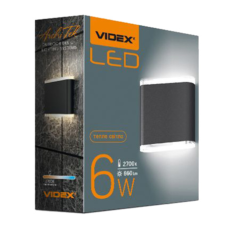 Kinkiet Ogrodowy Lampa Elewacyjna Zewnętrzna LED 6W 660lm 2700lm Ciepła Czarna EVAN Videx