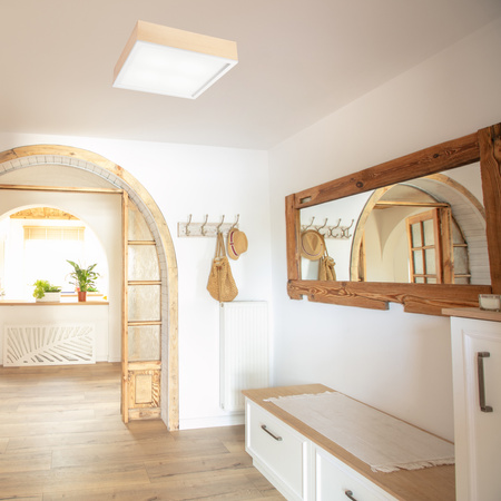 Plafon LED Lampa Sufitowa SANTIAGO 4xE27 Kwadratowa Drewniana LD-PD-9.5 Lamkur