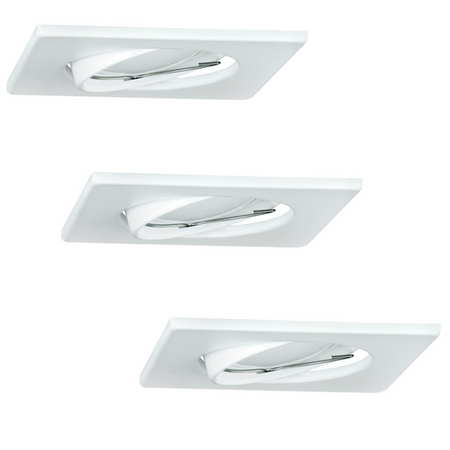 Zestaw 3x Oprawa halogenowa ruchoma GOLDLUX (Polux) kwadratowa biała + żarówka LED GU10 3,5W