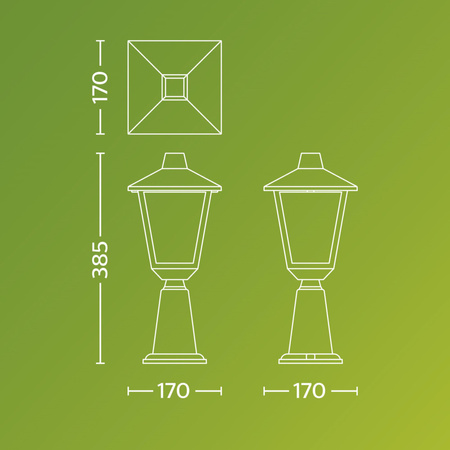 Lampa Ogrodowa Zewnętrzna SŁUPEK 38.5cm LATARNIA E27 IP44 Kinno Philips