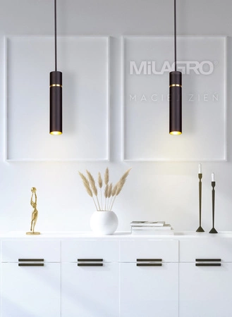 Lampa wisząca LYNX 1xE14 Minimalistyczna Forma Czarna Złota MZ5002 Milagro by Maciej Zień Mosiądz