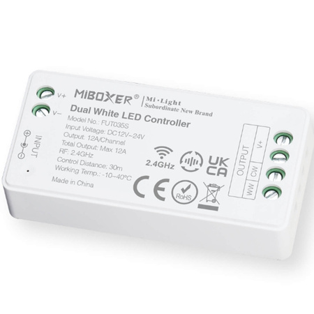 Sterownik Ściemniacz Kontroler Odbiornik LED CCT do Oświetlenia Taśm 12-24V DC 12A FUT035S MI-LIGHT