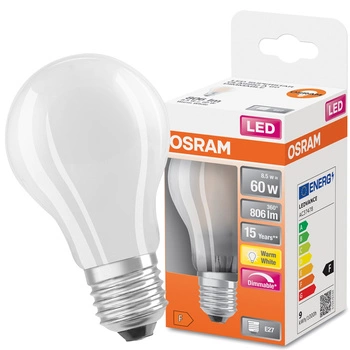 Żarówka LED E27 8,5W = 60W 806lm 2700K Ciepła 300° CRI80 OSRAM Ściemnialna