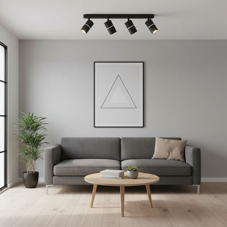 Oprawa Ścienno-Sufitowa Reflektor Punktowy 4x GU10 CzarnaSrebrna BAMBOO Sanico Goldlux