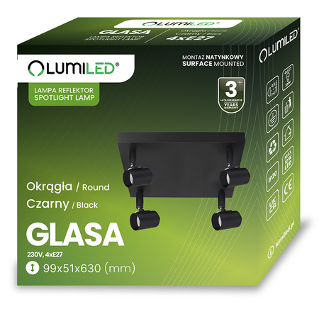 Lampa Sufitowa Plafon SPOT TUBA Reflektor Oprawa Halogenowa 4x E27 GLASA LUMILED