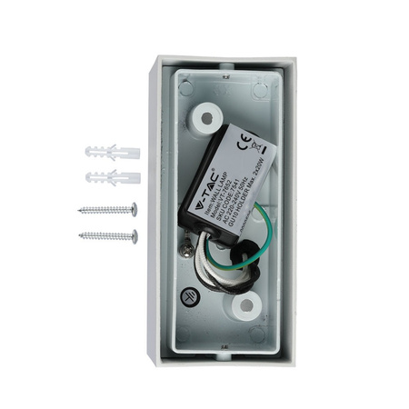 Lampa Ogrodowa Elewacyjna Kinkiet GU10 IP44 Góra/Dół Kwadratowy Biały VT-7652 V-TAC