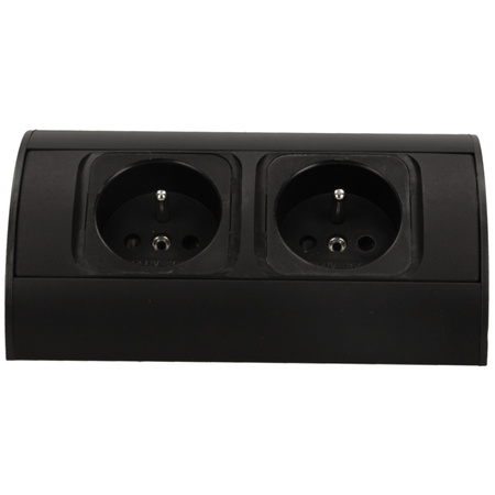 Gniazdo Podwójne Meblowe Elektryczne Narożne Natynkowe Listwa Podszafkowe Czarne ORNO