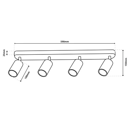 Lampa Sufitowa SPOT TUBA Reflektor Oprawa Halogenowa 4x GU10 TABULA LUMILED