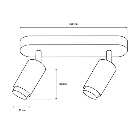 Lampa Sufitowa Reflektor LED 2x GU10 Tuba Spot ELIGIS Czarny LUMILED