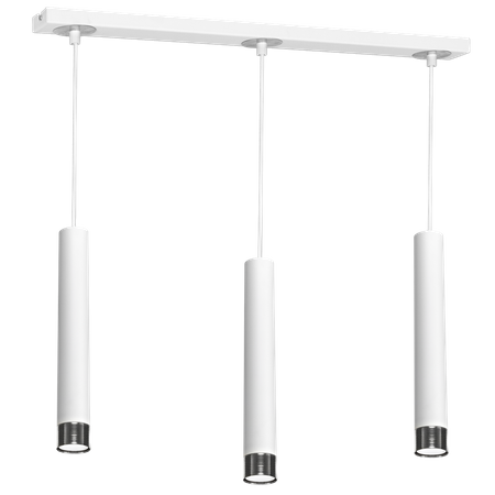 Lampa wisząca DANI 3xGU10 Wąski Klosz Biała Chrom MLP6228 Milagro Metal