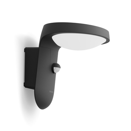 Kinkiet Ogrodowy Lampa Solarna Elewacyjna Zewnętrzna LED 1.2W 250lm 3000K IP44 z Czujnikiem Ruchu i Zmierzchu Antracyt Tyla Ultra Efficient Philips