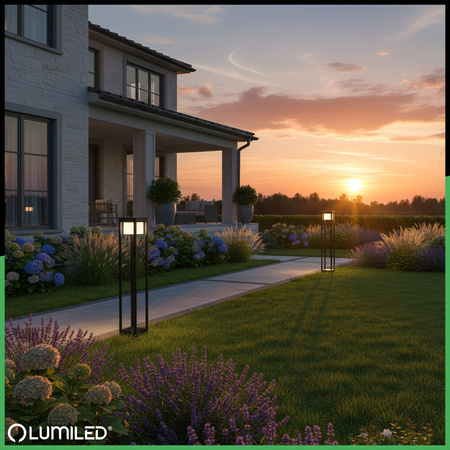 Lampa Ogrodowa Słupek Zewnętrzny Stojący LED 12W 3000K 80cm Czarny QUERCUS LUMILED