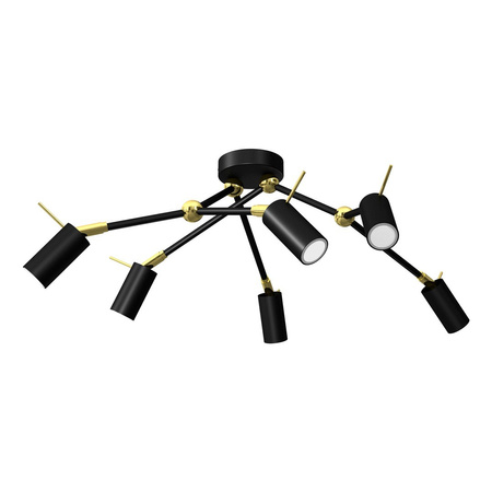 Lampa Sufitowa IRIS Czarna Złota 6x mini GU10 Milagro