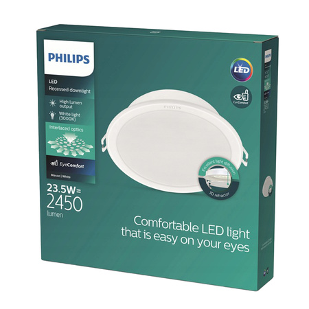 Panel LED Oprawa Podtynkowa Wpuszczana MESON 23.5W 3000K 21.5cm Okrągła Downlight PHILIPS