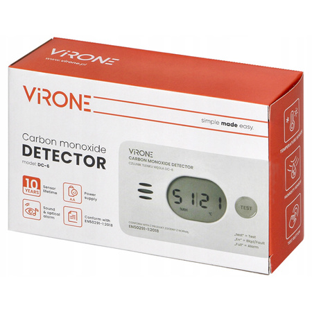 Czujnik Czadu Detektor Tlenku Węgla z Termometrem i Czujnikiem Wilgoci Bateryjny