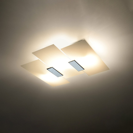 Lampa Sufitowa Oprawa Natynkowa 3x E27 Prostokątna Chrom Biała Nowoczesna Fabiano Sollux