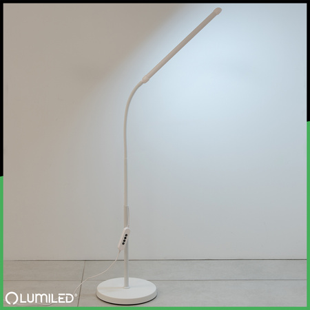 Lampa Stojąca Podłogowa Stołowa LED 14W CCT Ściemnialna z Regulacją Wysokości LONGA 2 Biała LUMILED