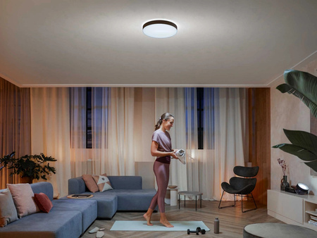 Plafon LED Lampa Sufitowa Natynkowa 33.5W 4300lm IP20 White Ambiance TW Czarna 42.5cm Inteligentna SMART Zigbee Bluetooth Enrave Philips HUE