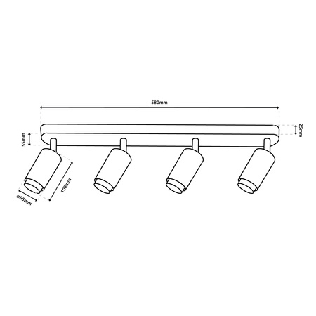Lampa Sufitowa Reflektor LED 4x GU10 Tuba Spot ELIGIS Czarny LUMILED