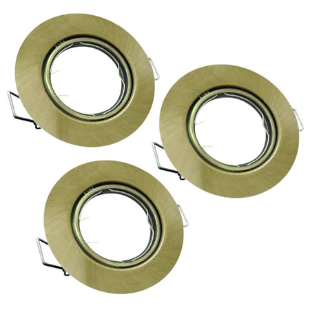 Zestaw 3 x Oprawa halogenowa ruchoma OPIN GOLDLUX (Polux) okrągła metal patyna MR16 GU10