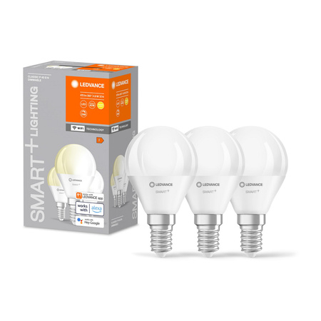 3PAK Żarówka LED E14 P40 4.9W 470lm 2700K Ciepła SMART+ WiFi Ściemnialna Mini Bulb LEDVANCE