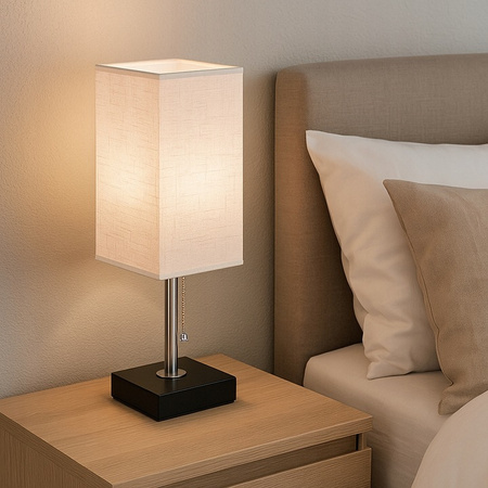 Lampka Biurkowa Stołowa E27 Szkolna Nocna USB-A + USB-C Włącznik On/Off Czarna Chrom Boro Masterled