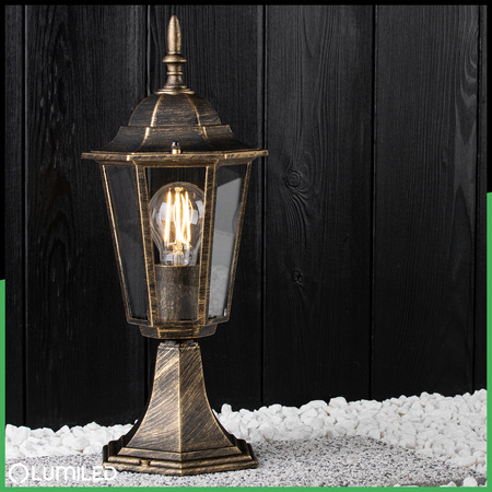 Lampa Ogrodowa Zewnętrzna E27 SŁUPEK LATARNIA 39cm Patyna BELLIS LUMILED