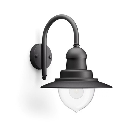 Lampa Ogrodowa LED Kinkiet Elewacyjny RAINDROP myGarden E27 IP44 Latarnia do Dołu Czarna PHILIPS