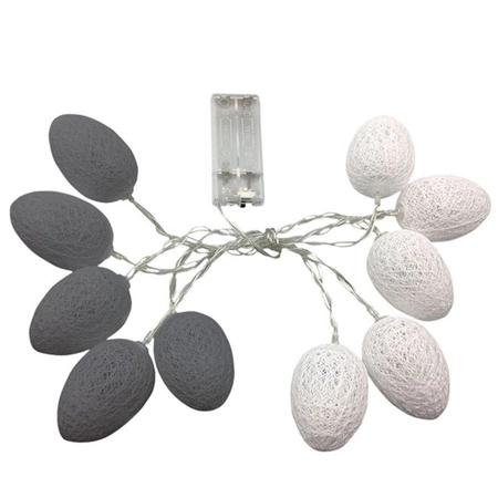 Girlanda świetlna Lampki LED na baterie Bawełniane jajka wielkanocne Biały szary 10x LED MILAGRO EKD4918