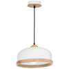 Lampa wisząca STUDIO 1xE27 Klasyczny Klosz Drewniane Wykończenie Biała MLP8848 Milagro Metal + Drewno