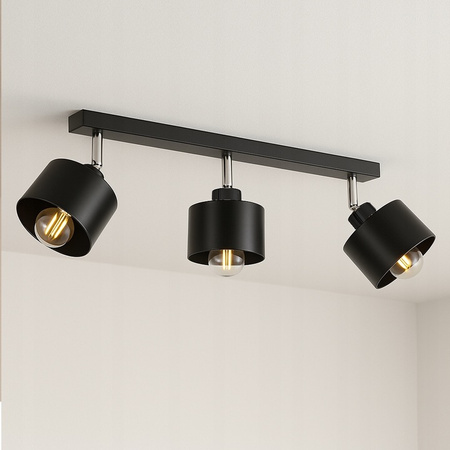 Lampa Sufitowa Spot Tuba Reflektor Oprawa Halogenowa 3x E27 Ruchomy Czarny Elza Masterled