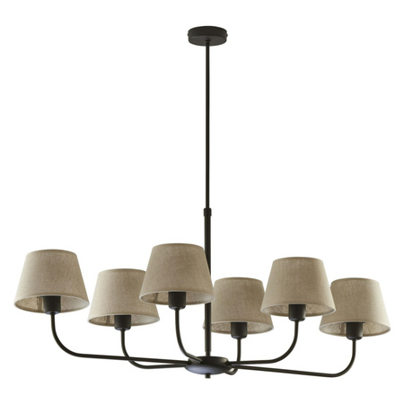 Lampa Sufitowa Wisząca CHICAGO LINEN Żyrandol Czarno-Beżowa Loftowa 6xE27 3999 TK Lighting