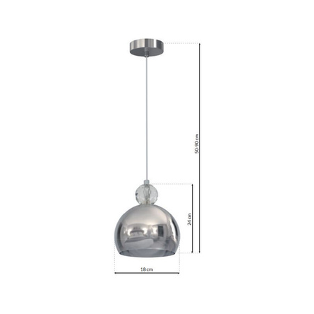 Lampa wisząca TOLEDO 1xE27 Kula Chrom Kryształ Glamour MLP4244 Milagro Metal + Kryształ