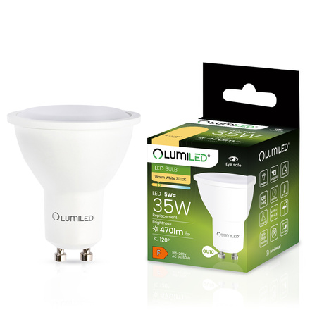 Żarówka LED GU10 5W = 35W 470lm 3000K Ciepła 120° LUMILED