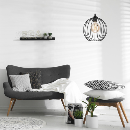 Lampa Wisząca Sufitowa ZOYA E27 Czarna Druciana LM-1.162 Lamkur