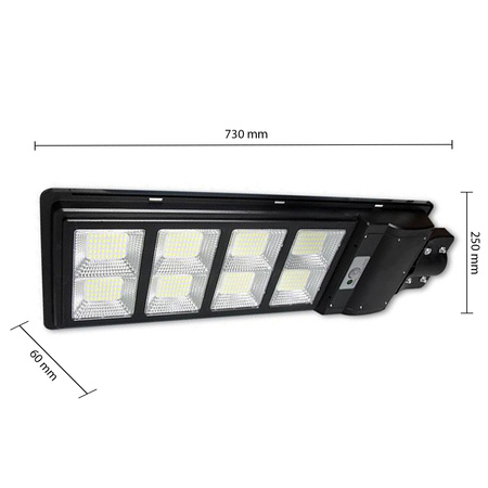 Lampa LED solarna uliczna czarna 360W 6000K zimna IP65 czujnik ruchu i zmierzchu + pilot