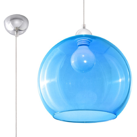 Lampa Sufitowa LED Wisząca BALL E27 Zwis Okrągła Błękitna SOLLUX