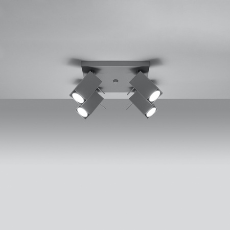 Lampa Sufitowa Oprawa Natynkowa 4x GU10 SPOT TUBA Reflektor Ruchoma Minimalistyczna Kwadratowa Szara Nowoczesna Merida Sollux