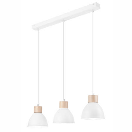 Lampa Wisząca Sufitowa NICO 3xE27 Biała Drewniana LM-3.143 Lamkur