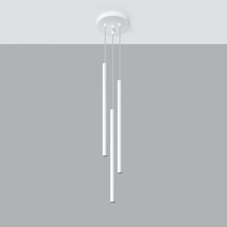Lampa Sufitowa Wisząca Tuba 3x G9 Zwis Tubularna Biała Nowoczesna Pastelo Sollux