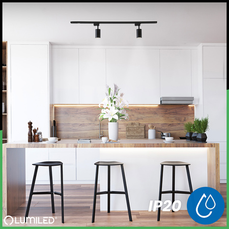 Zestaw Szyna Oświetleniowa Szynoprzewód 1m + 2x Reflektor Szynowy SAGI GU10 Czarny LUMILED