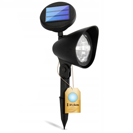 Lampa Solarna Ogrodowa LED Wbijana Kierunkowa Reflektor z Czujnikiem Zmierzchu Czarna IP44