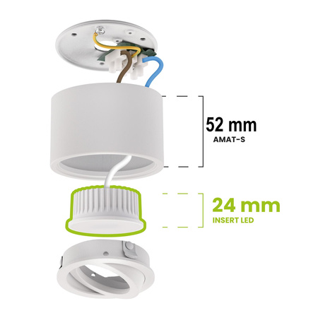 Oprawa Natynkowa HALOGENOWA Tuba Spot Ruchoma Kwadratowa Biała 50mm + Wkład LED 7W 4000K AMAT-S LUMILED