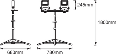 Naświetlacz Reflektor LED Lampa Akumulatorowy Na Statywie Przenośny Roboczy 100W 9000lm 4000K IP65 Grafitowy Worklight Ledvance