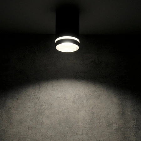 Oprawa Sufitowa Natynkowa FABRI GU10 Tuba Spot Okrągła Ruchoma Czarna Szklany Ring GOLDLUX