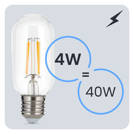 Żarówka LED E27 T45 FILAMENT 4W = 40W 470LM 3000K Ciepła 360° Ozdobna LUMILED