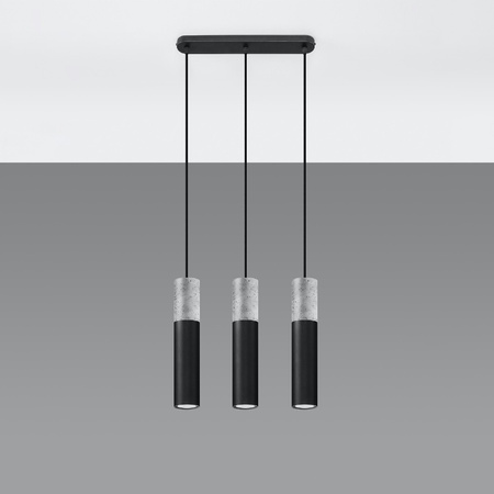 Lampa Sufitowa Wisząca Zwis 3x GU10 Tubularna Czarna Szara Nowoczesna Borigio Sollux