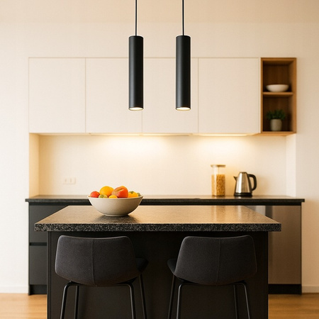 Lampa Wisząca Sufitowa KEON 2xGU10 Regulowana Tuba Czarna MASTERLED