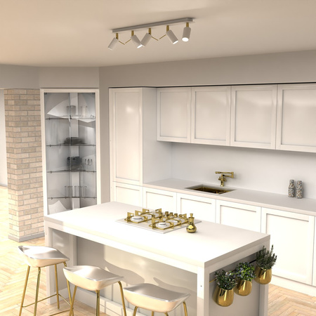 Lampa Sufitowa PRESTON Złota Biała 5x mini GU10 Milagro