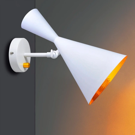 Kinkiet Lampa Ścienna Reflektor do LED E27 MODERN W306-C Biało-Złoty - GOLDLUX (Polux)